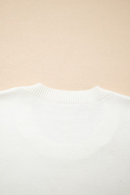 Beige Colorful Holly Jolly Christmas Knit Loose Sweater