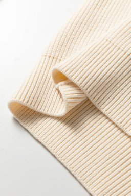 Jet Stream Ribbed Knit Ribbon Knot Backless Drop Shoulder Sweater