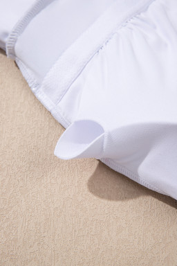 Sky Blue Crossed Back Floral Print Asymmetric Knot Side One Piece Swimsuit