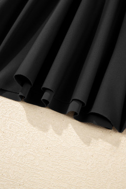 Black Spaghetti Straps Contrasted Ricrac Trim Flared Tankini 2pcs Swimsuit