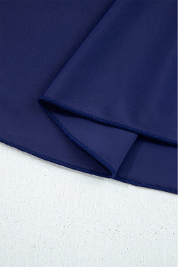 Navy Blue Color Block Patchwork Bow Knot Detail Sleeveless Swim Dress