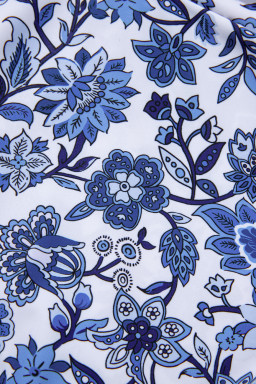 Sky Blue Crossed Back Floral Print Asymmetric Knot Side One Piece Swimsuit