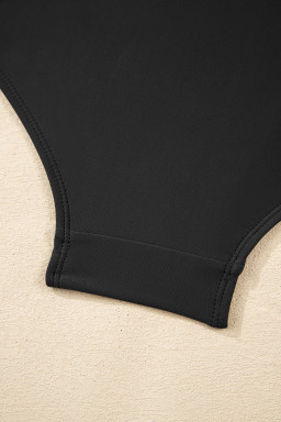 Black Spaghetti Straps Contrasted Ricrac Trim Flared Tankini 2pcs Swimsuit