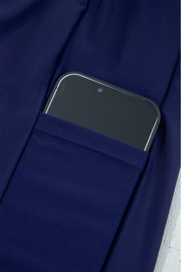 Navy Blue Color Block Patchwork Bow Knot Detail Sleeveless Swim Dress