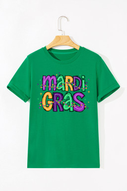 Bright Green MARDI GRAS Delightful Letter Graphic T Shirt