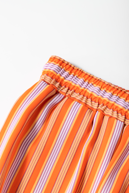 Orange Stripe Cropped Palazzo Pants with Pockets