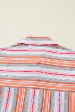 Pink Stripe Button up Short Sleeve Shirt