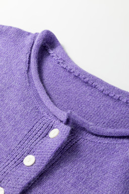 Wisteria Solid Color Knit Button Drop Shoulder Sweater Cardigan