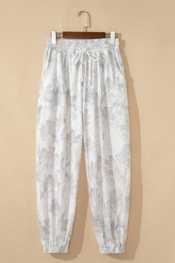 Beige Camo Print Baggy Drawstring Jogger Sweatpants