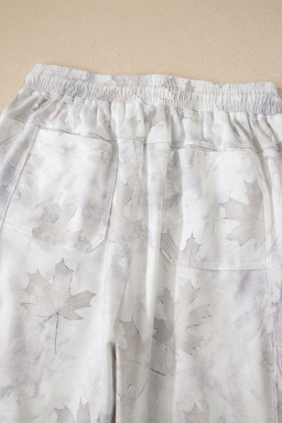 Beige Camo Print Baggy Drawstring Jogger Sweatpants