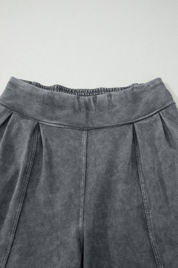 Medium Grey Mineral Wash Jogger Style High Waist Pants