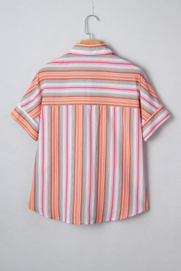 Pink Stripe Button up Short Sleeve Shirt