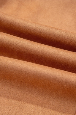 Thai Curry Collared V Neck Faux Suede Short Sleeve Shift Mini Dress