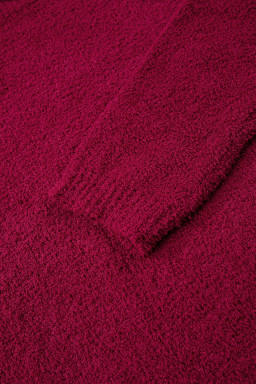 Burgundy Popcorn Mock Neck Solid Sweater
