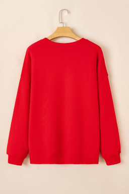 Red xoxo Valentines Heart Sketch Printed Pullover Sweatshirt