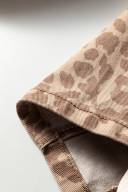 Khaki Leopard Print Straight Loose Jeans