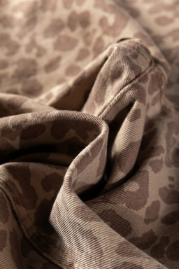 Khaki Leopard Print Straight Loose Jeans