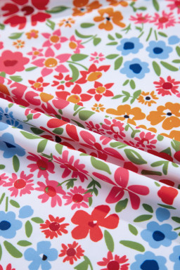 Red Floral Print Ricrac Trim Spaghetti Strap One Piece Swim Dress