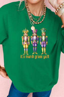 Dark Green Mardi Gras Nutcracker Graphic Pullover Sweatshirt