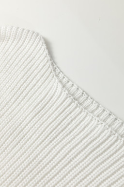 White Asymmetric Neck Drop Shoulder Baggy Slouchy Sweater