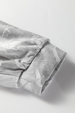 Gray Plus Size Camouflage Woodland Print Oversized Sporty Hoodie