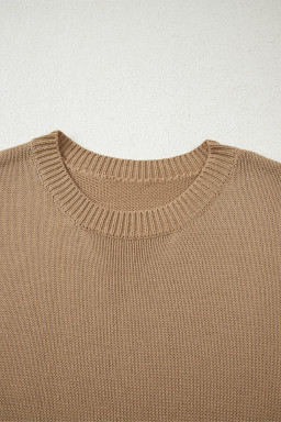 Pale Khaki Exposed Seam Drop Shoulder Oversize Sweater Mini Dress