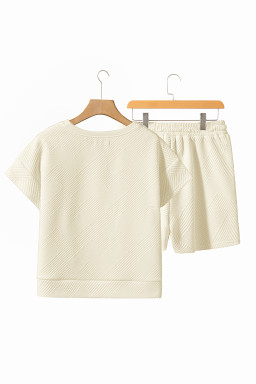 Apricot Textured Short Sleeve Top and Shorts Set