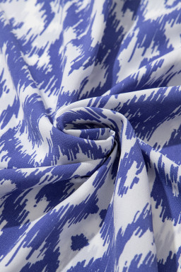 Sky Blue Geometric Print V Neck Casual Long Dress