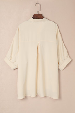 Apricot 3/4 Puff Sleeve Oversize Shirt