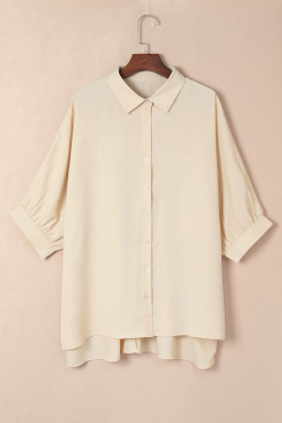 Apricot 3/4 Puff Sleeve Oversize Shirt