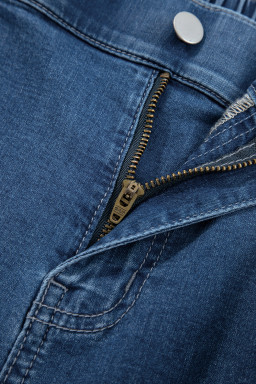 Sail Blue Plus Size Elastic Waist Ruffled Wide Leg Denim Pants