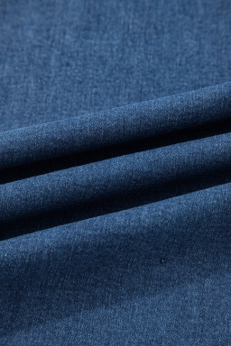 Sail Blue Plus Size Elastic Waist Ruffled Wide Leg Denim Pants