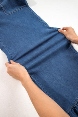 Sail Blue Plus Size Elastic Waist Ruffled Wide Leg Denim Pants