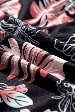 Black Ribbed Knit High Waist 2pcs Bikini Swimsuit