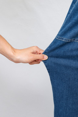 Sail Blue Plus Size Elastic Waist Ruffled Wide Leg Denim Pants