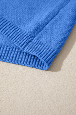 Sky Blue Solid Color Knit Loose Bracelet Sleeve Dolman Sweater