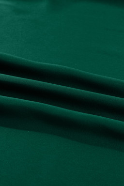 Blackish Green Solid Color Frilled V Neck Bow Detail 3/4 Sleeve Blouse