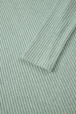 Grass Green Ribbed Notched Neck Knit Long Sleeve Leggings Two Pieces Lounge Set