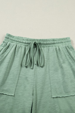 Canton Cuffed Short Sleeve Tee Raw Seam Patch Pocket Drawstring Pants Set