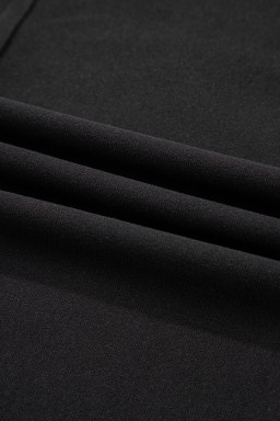 Black Solid Color Bow Textured Patchwork Long Sleeve Tee