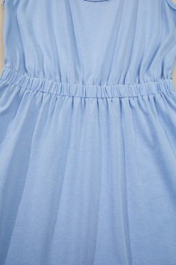 Sky Blue Mineral Wash Elastic Waist Tank Dress with Side Pockets