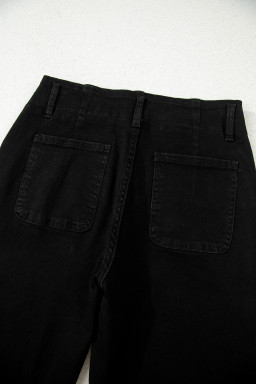 Black 2-Button High Waist Wide Leg Jeans