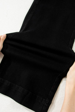 Black 2-Button High Waist Wide Leg Jeans