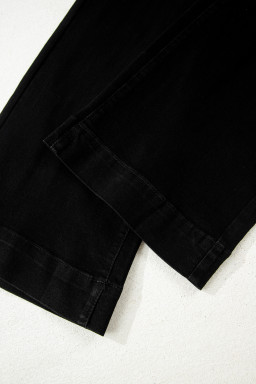 Black 2-Button High Waist Wide Leg Jeans