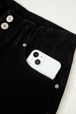 Black 2-Button High Waist Wide Leg Jeans