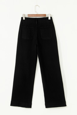 Black 2-Button High Waist Wide Leg Jeans