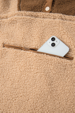 Straw Yellow 2-tone Color Block Patchwork Half Button Sherpa Sweatshirt