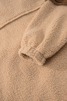 Straw Yellow 2-tone Color Block Patchwork Half Button Sherpa Sweatshirt