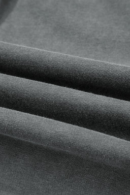 Medium Grey Mineral Wash Chest Pockets Drop Shoulder Shacket with Side Slit