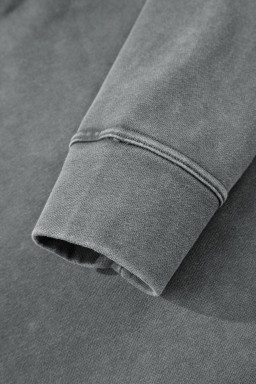 Medium Grey Mineral Wash Chest Pockets Drop Shoulder Shacket with Side Slit